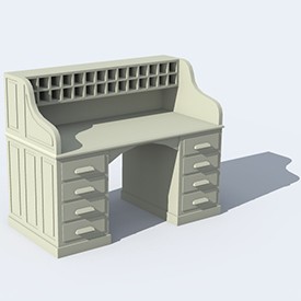 Rolltop Office Desk 3D Object | FREE Artlantis Objects Download
